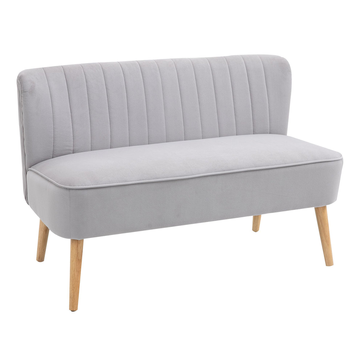 Velvet 2 Seater Sofa 117cm Wide With Wooden Legs - Velmora