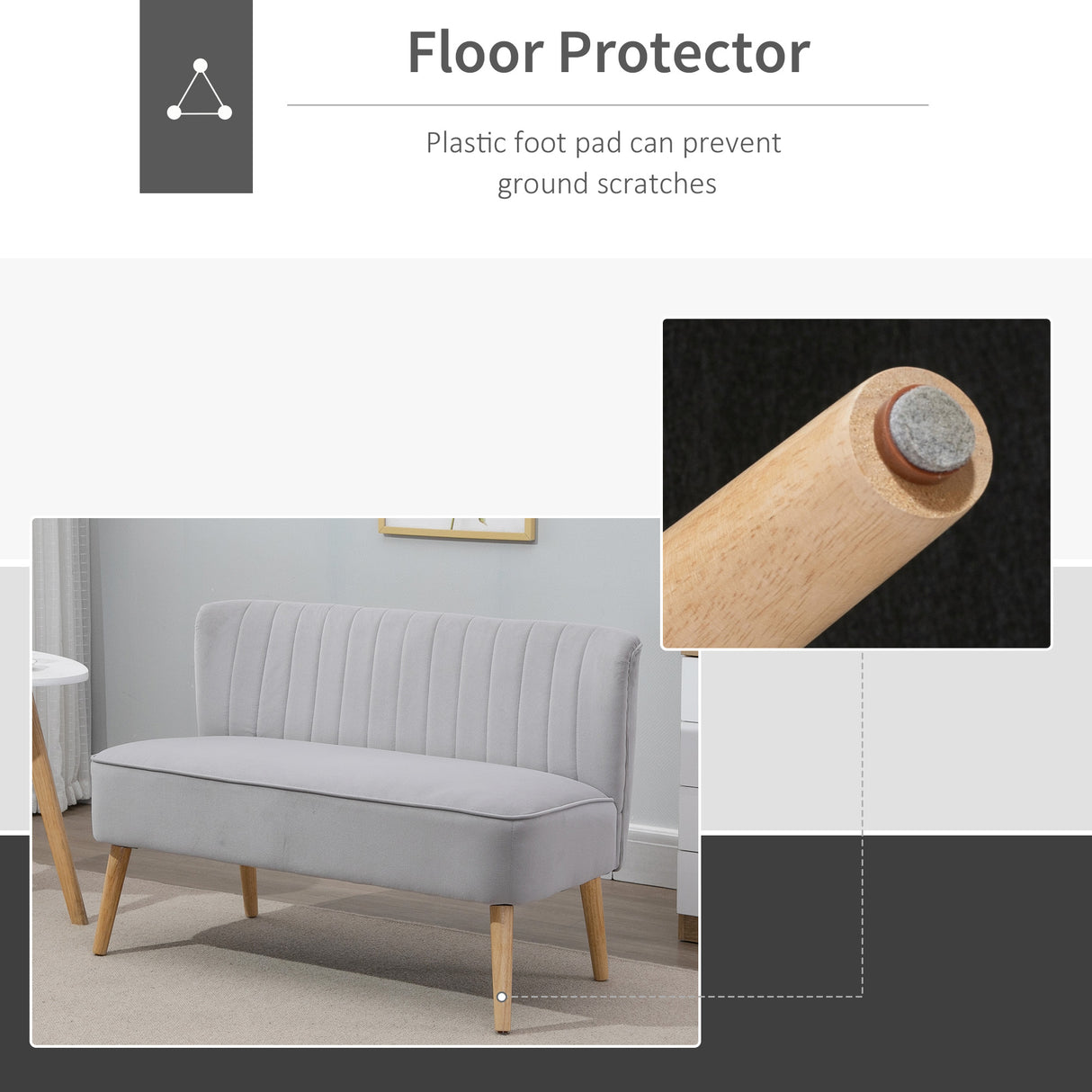 Velvet 2 Seater Sofa 117cm Wide With Wooden Legs - Velmora