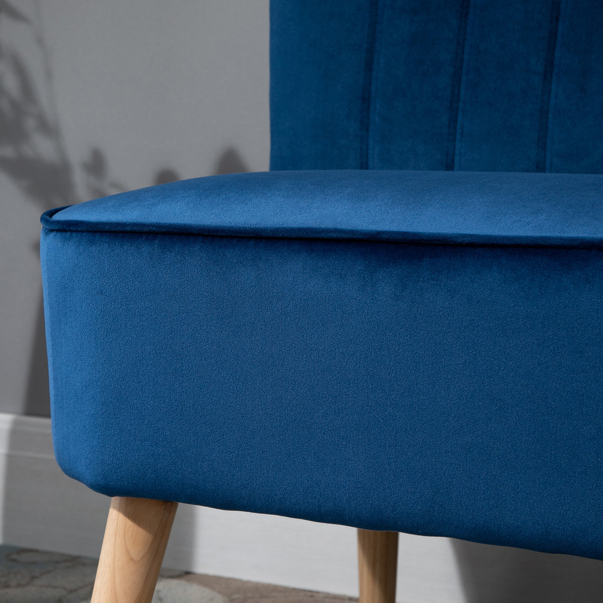 Velvet 2 Seater Sofa 117cm Wide With Wooden Legs - Velmora