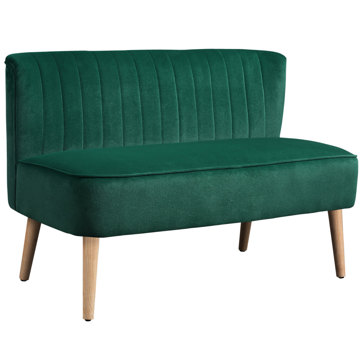 Velvet 2 Seater Sofa 117cm Wide With Wooden Legs - Velmora