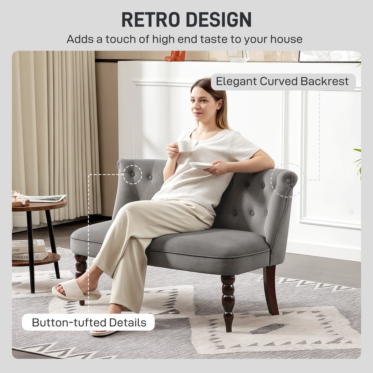 Velvet 2 Seater Sofa 120cm Wide With Rubberwood Legs - Velmora