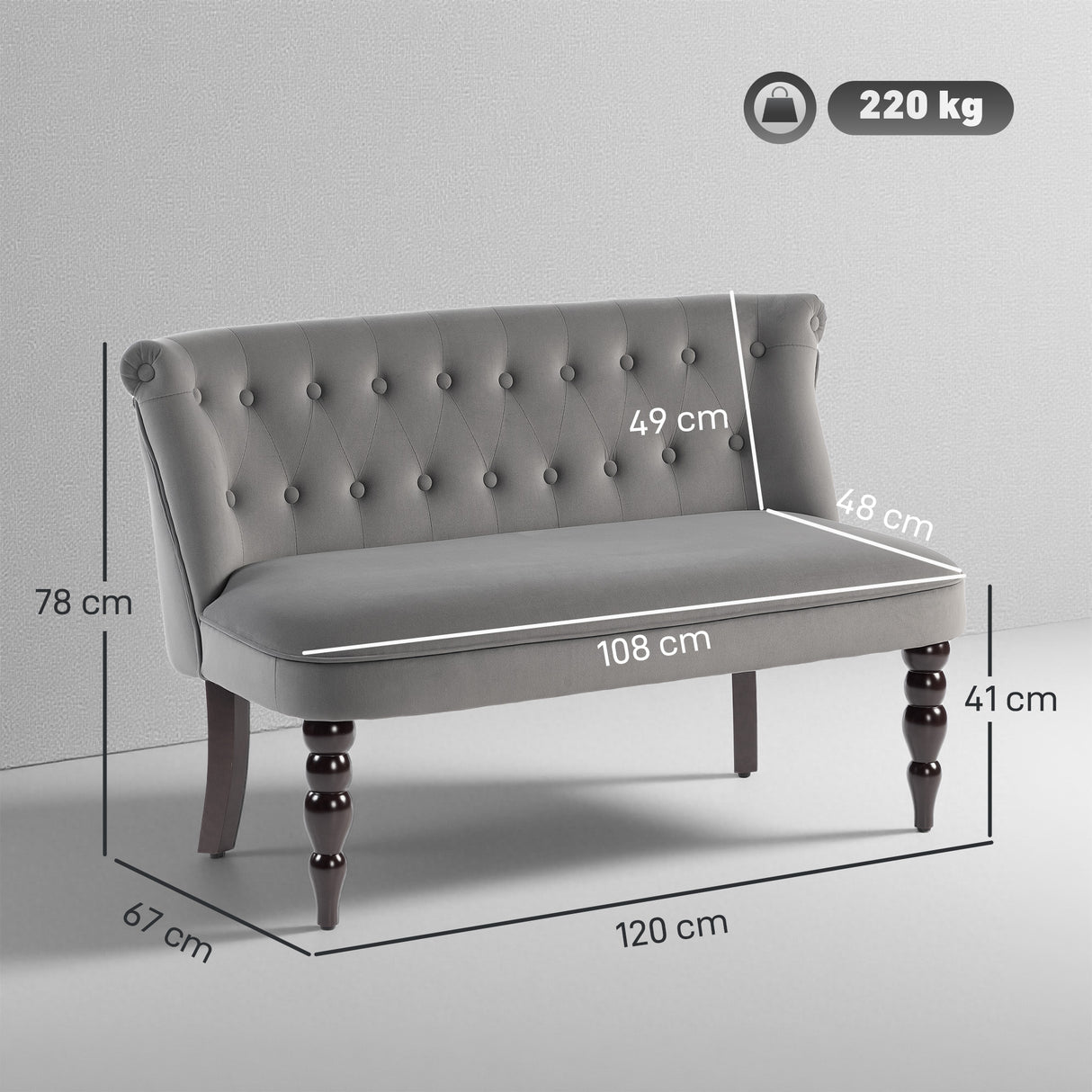 Velvet 2 Seater Sofa 120cm Wide With Rubberwood Legs - Velmora
