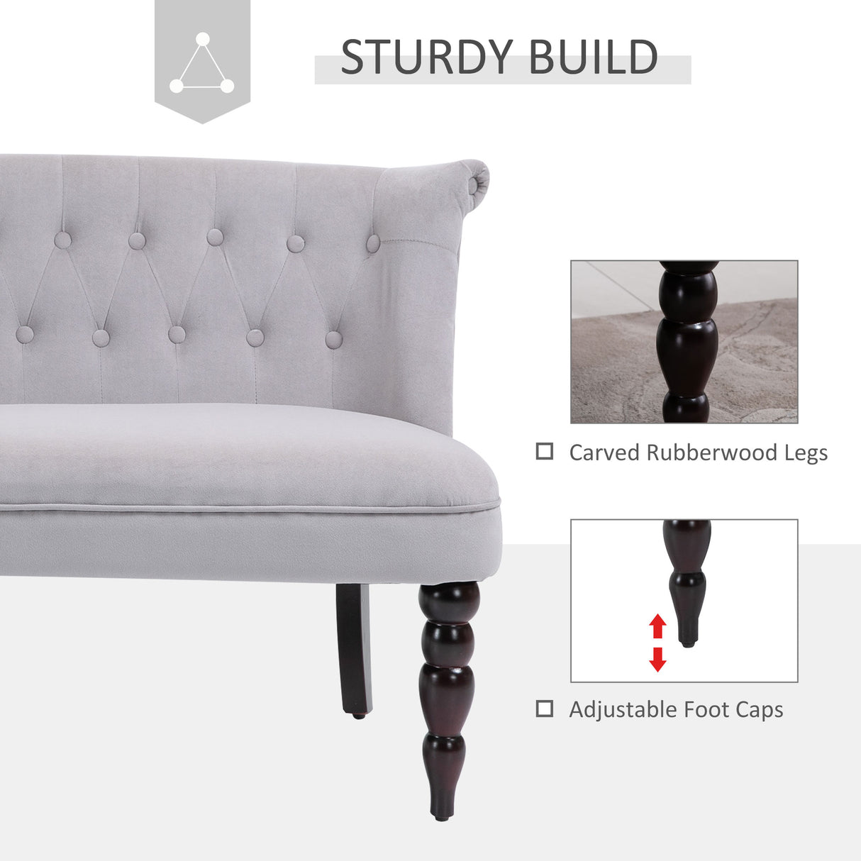 Velvet 2 Seater Sofa 120cm Wide With Rubberwood Legs - Velmora
