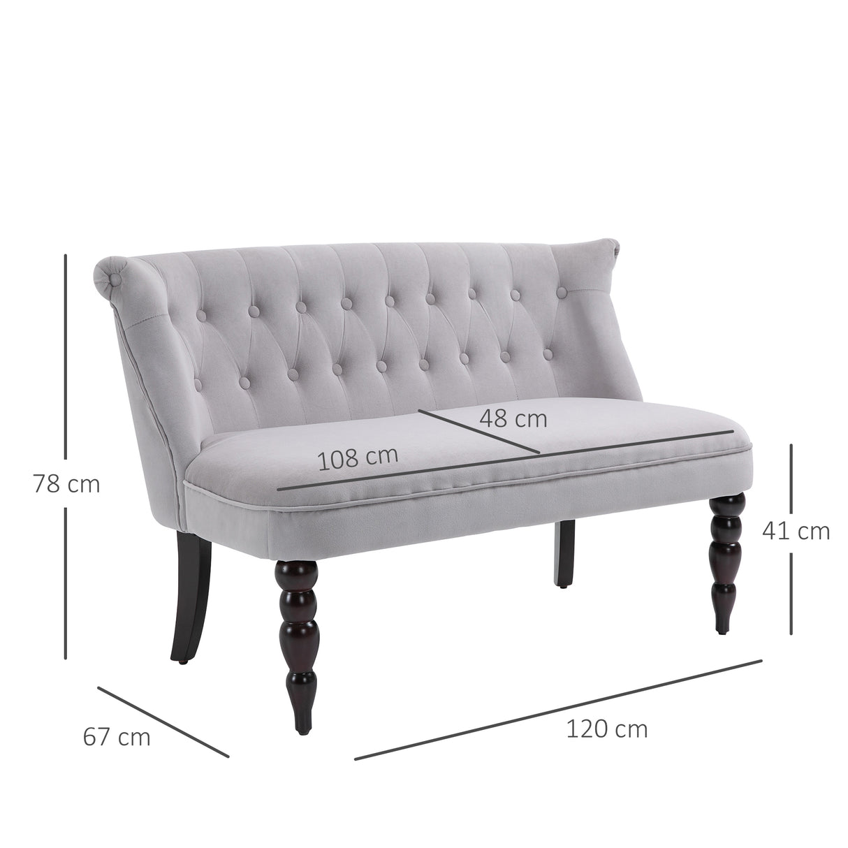 Velvet 2 Seater Sofa 120cm Wide With Rubberwood Legs - Velmora