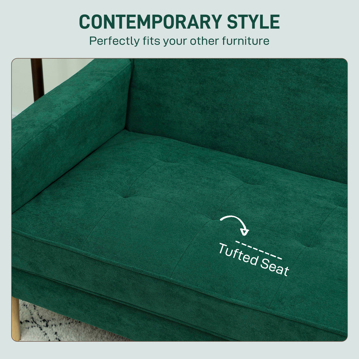 Velvet 2 Seater Sofa 130cm Wide With Rubberwood Legs - Velmora