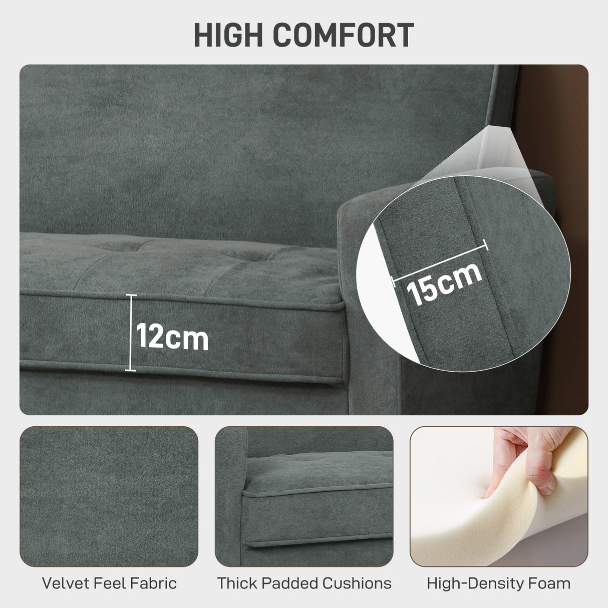 Velvet 2 Seater Sofa 130cm Wide With Rubberwood Legs - Velmora