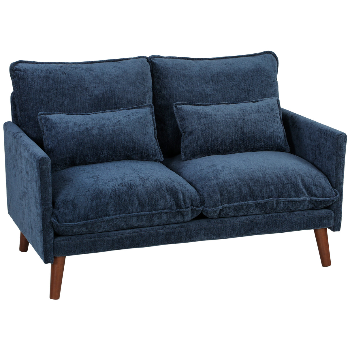 Velvet 2 Seater Sofa 131cm Wide With Wooden Legs - Velmora