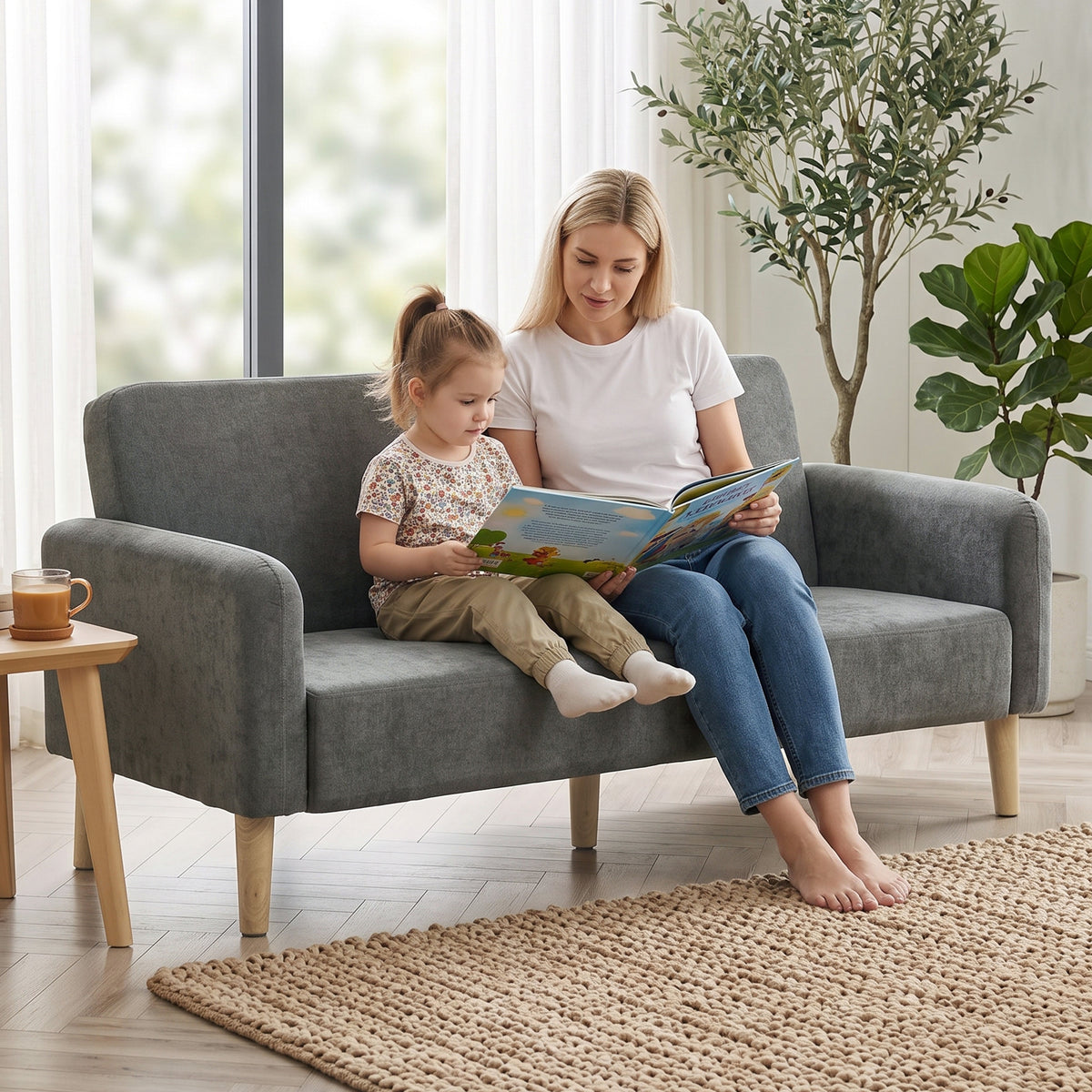 Velvet 2 Seater Sofa 160cm Wide With Wooden Legs - Velmora