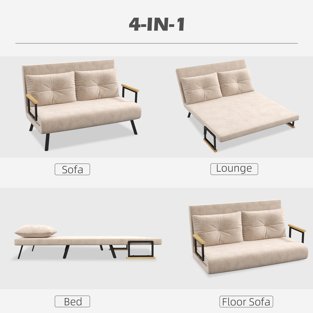 Velvet 2 Seater Sofa Bed 102cm Wide With 2 Pillows - Velmora