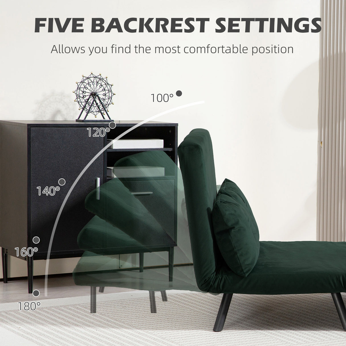 Velvet 2 Seater Sofa Bed 102cm Wide With 2 Pillows - Velmora