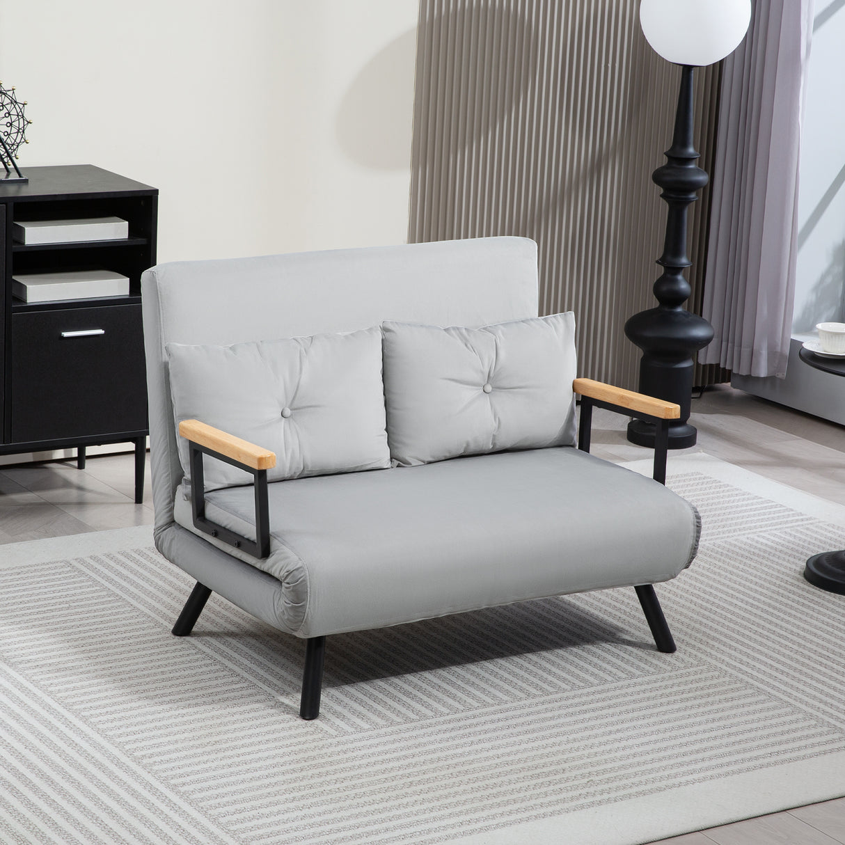 Velvet 2 Seater Sofa Bed 102cm Wide With 2 Pillows - Velmora