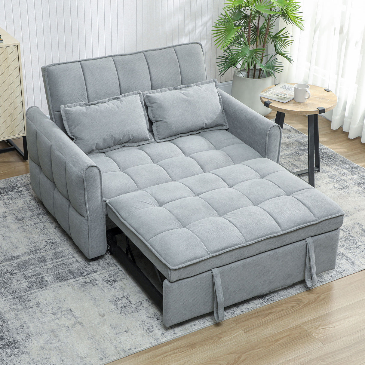 Velvet 2 Seater Sofa Bed 124.5cm Wide With 2 Pillows - Velmora