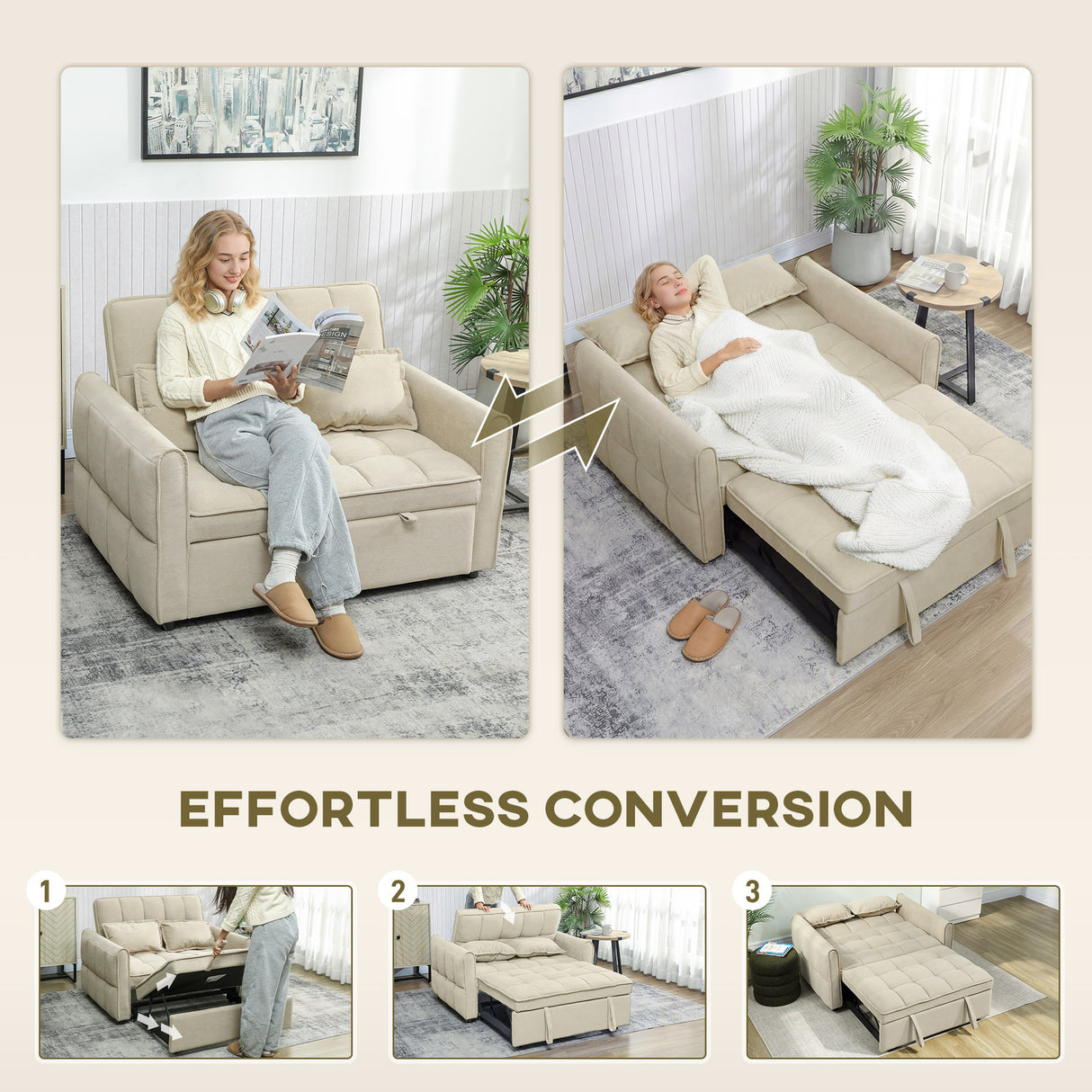Velvet 2 Seater Sofa Bed 124.5cm Wide With 2 Pillows - Velmora