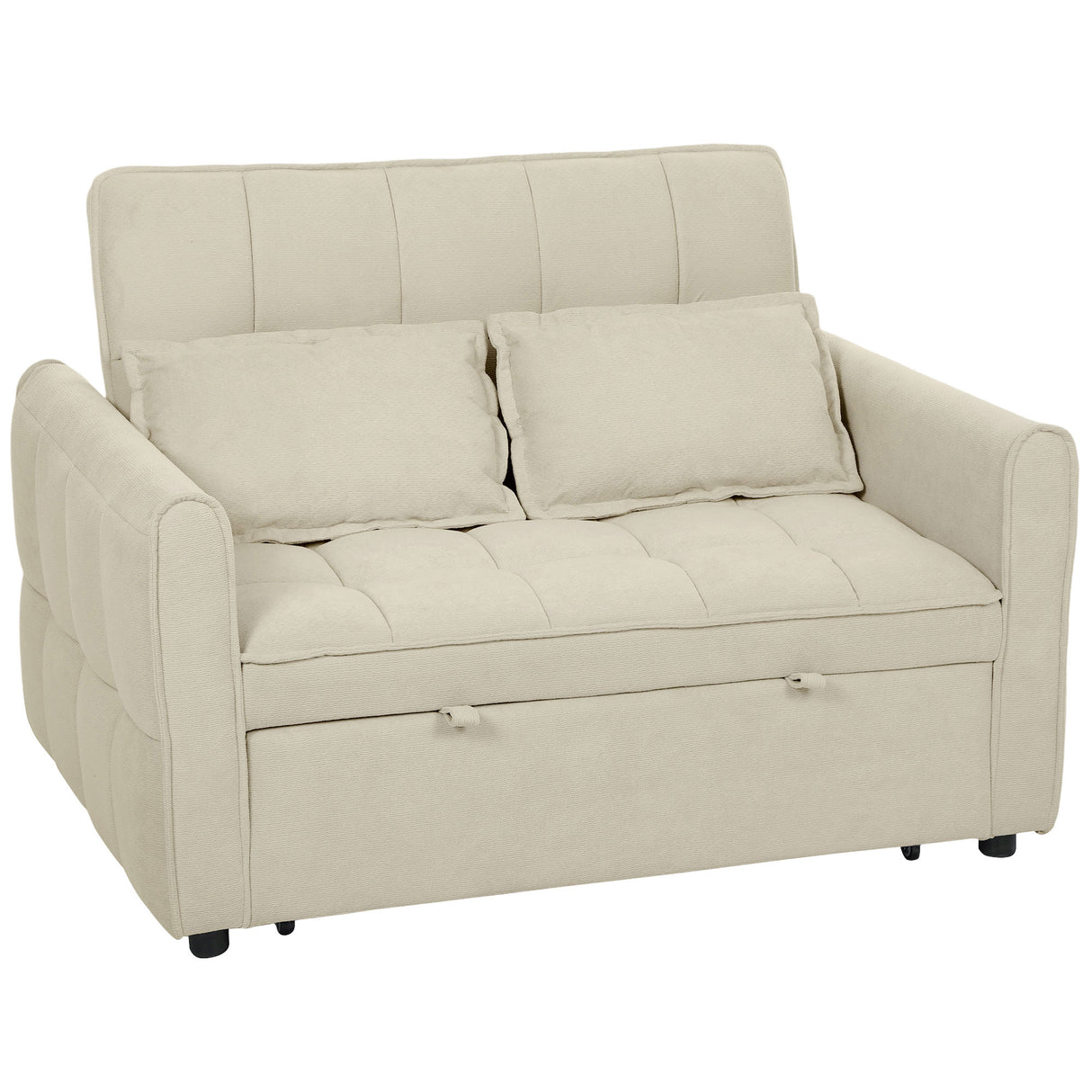 Velvet 2 Seater Sofa Bed 124.5cm Wide With 2 Pillows - Velmora