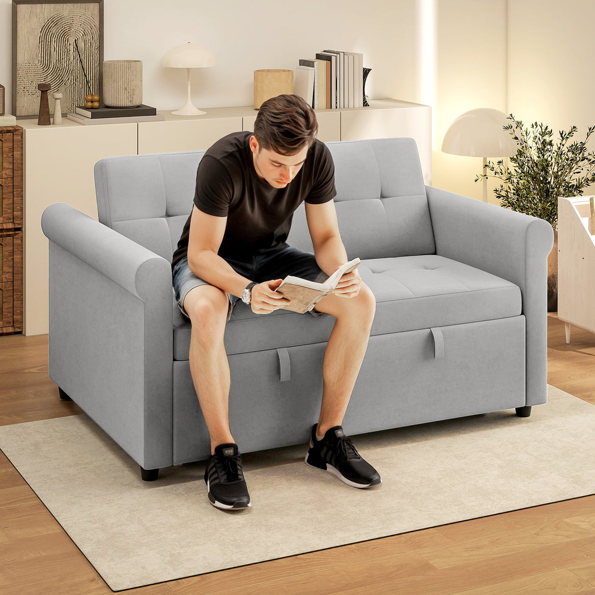 Velvet 2 Seater Sofa Bed 141cm Wide - Velmora