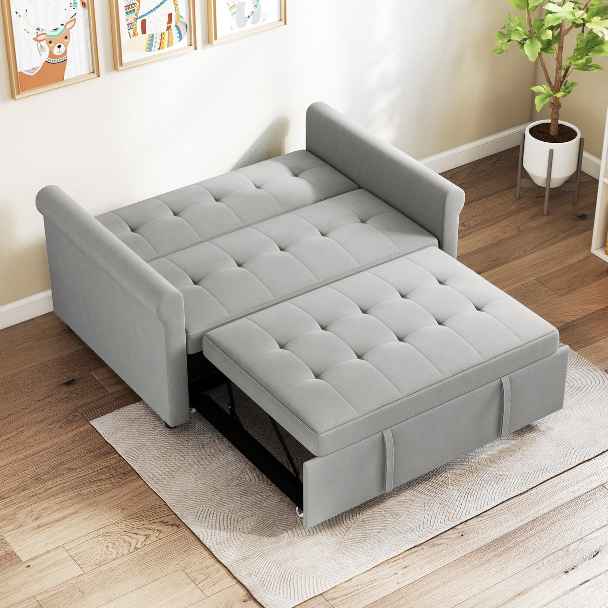 Velvet 2 Seater Sofa Bed 141cm Wide - Velmora