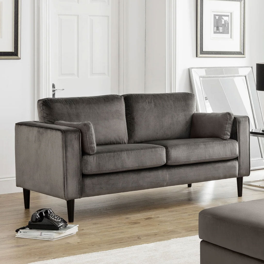 Velvet 2 Seater Sofa With Black Legs - Hayward