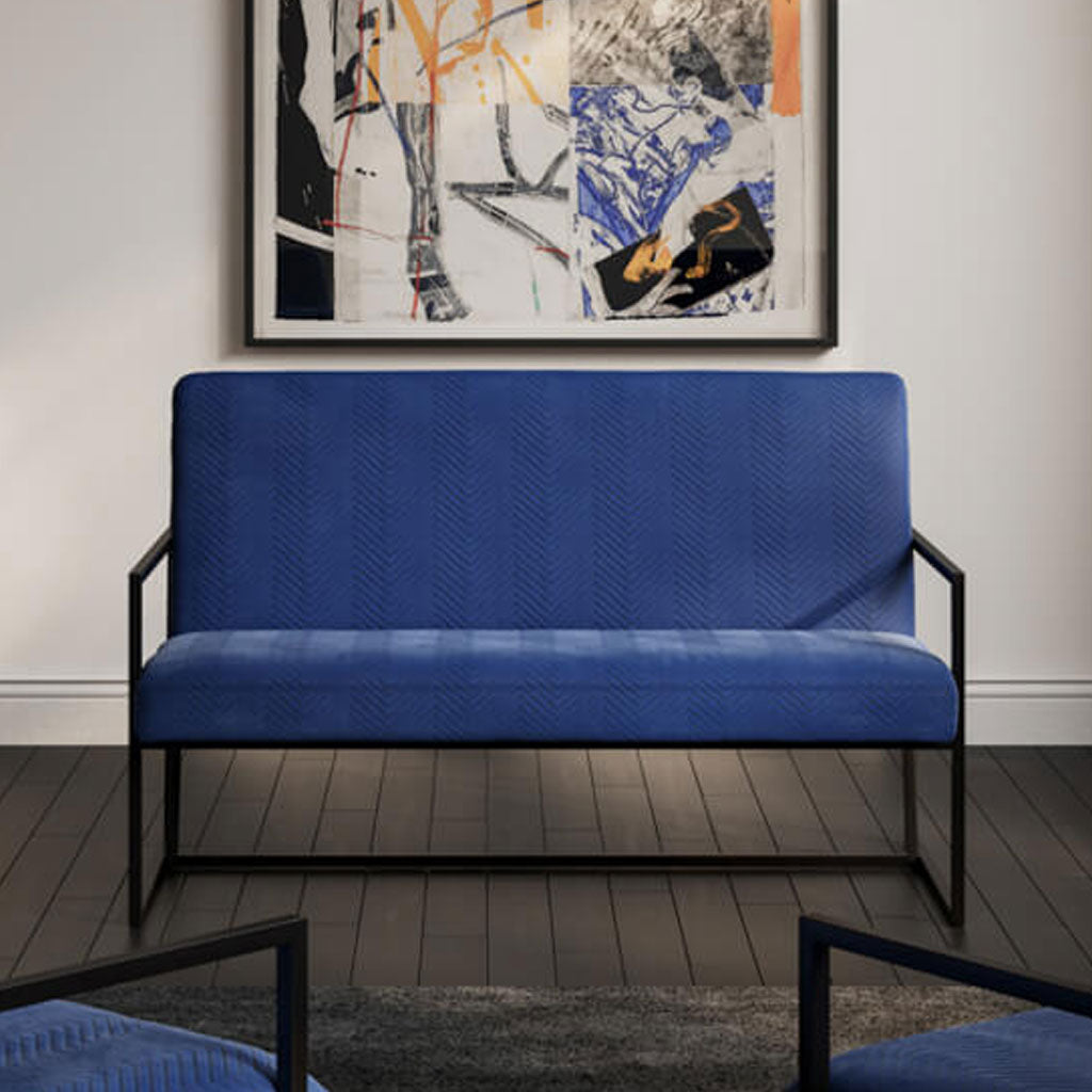Velvet 2 Seater Sofa With Black Metal Frame - Chance