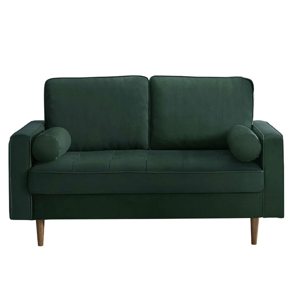 Velvet 2 Seater Sofa With Bolster Cushions - Henley