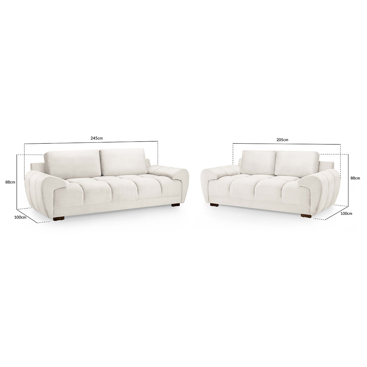 Velvet 3 + 2 Seater Sofa Set - Azzuro