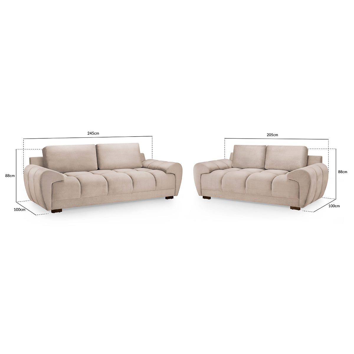 Velvet 3 + 2 Seater Sofa Set - Azzuro