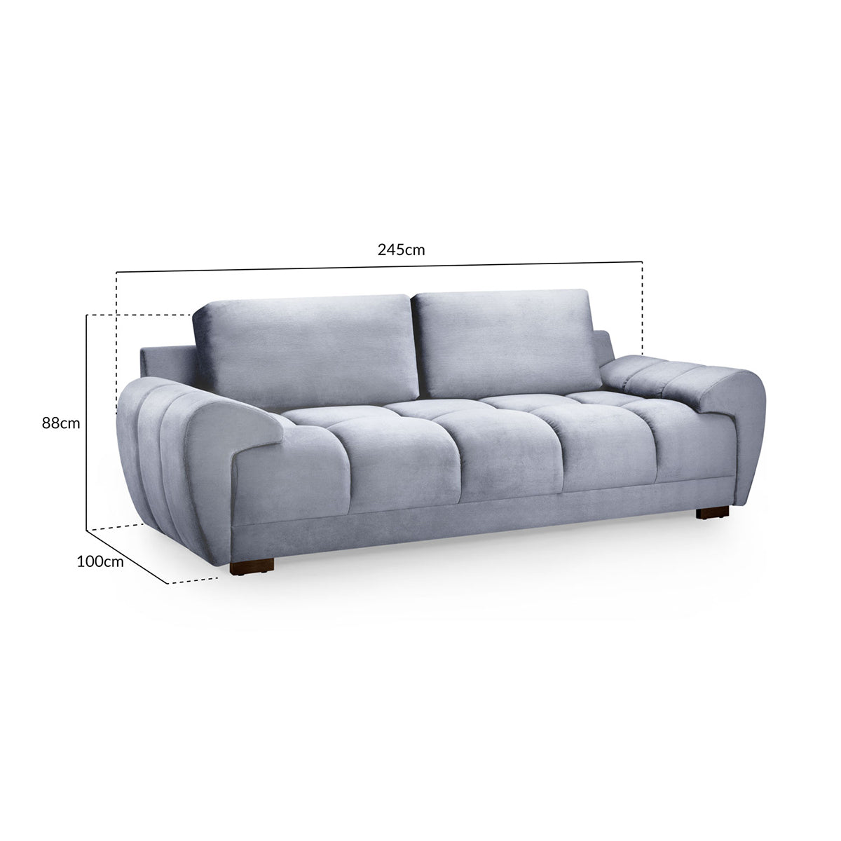 Velvet 3 Seater Sofa - Azzuro