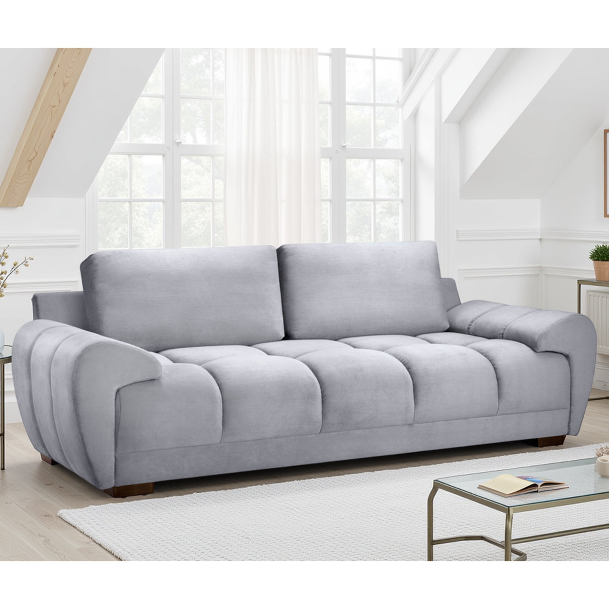 Velvet 3 Seater Sofa - Azzuro
