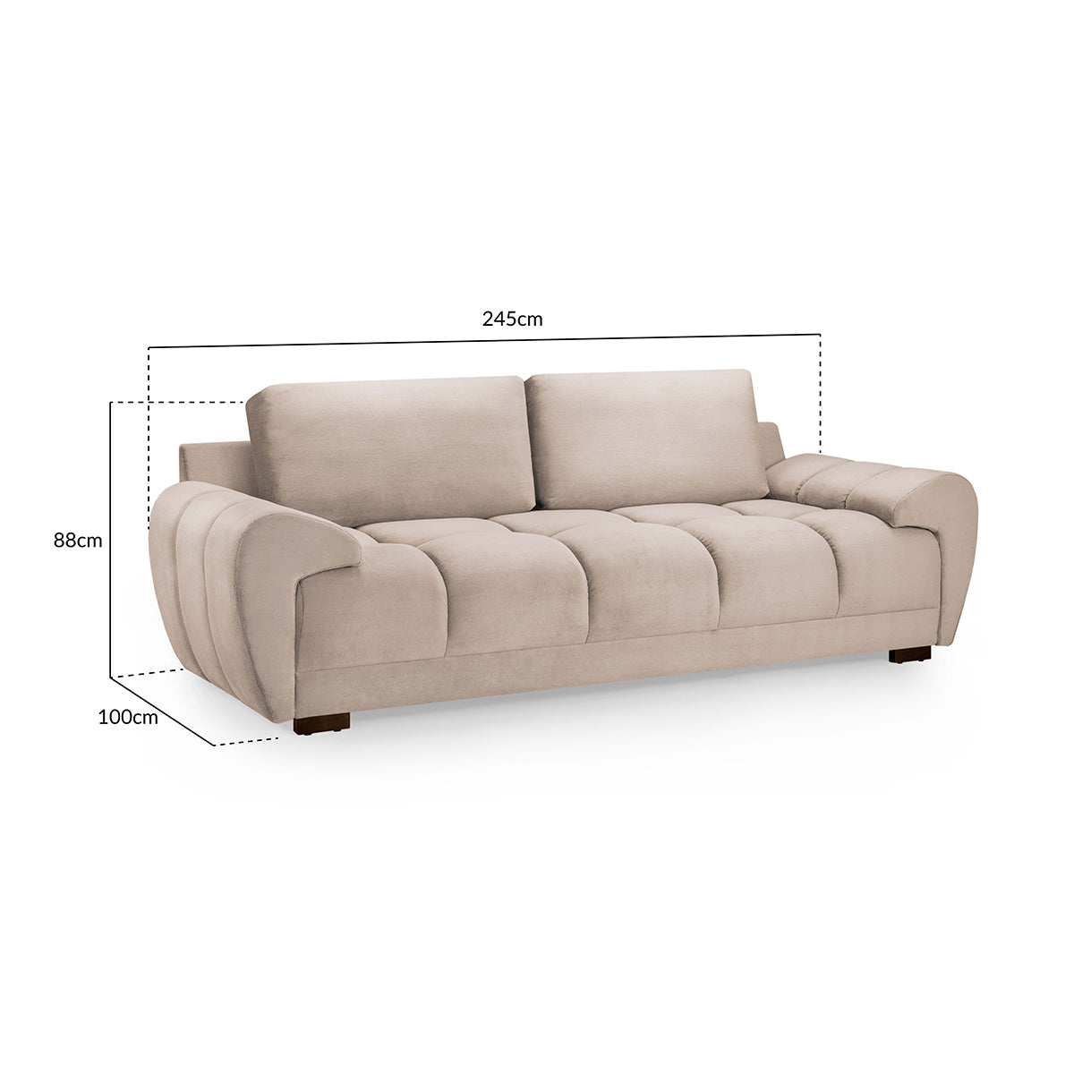 Velvet 3 Seater Sofa - Azzuro