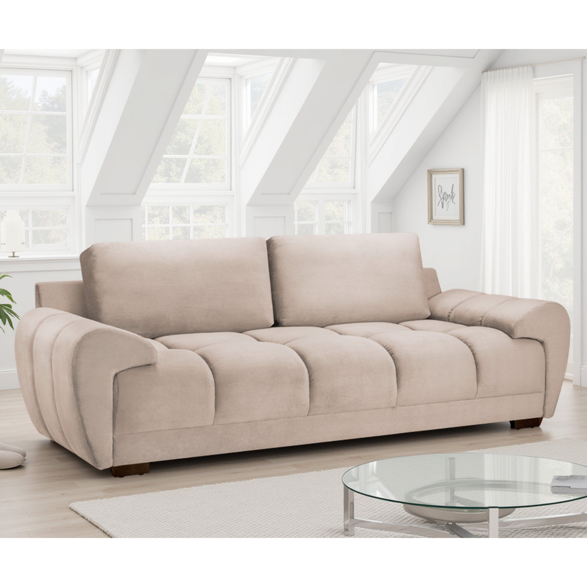 Velvet 3 Seater Sofa - Azzuro