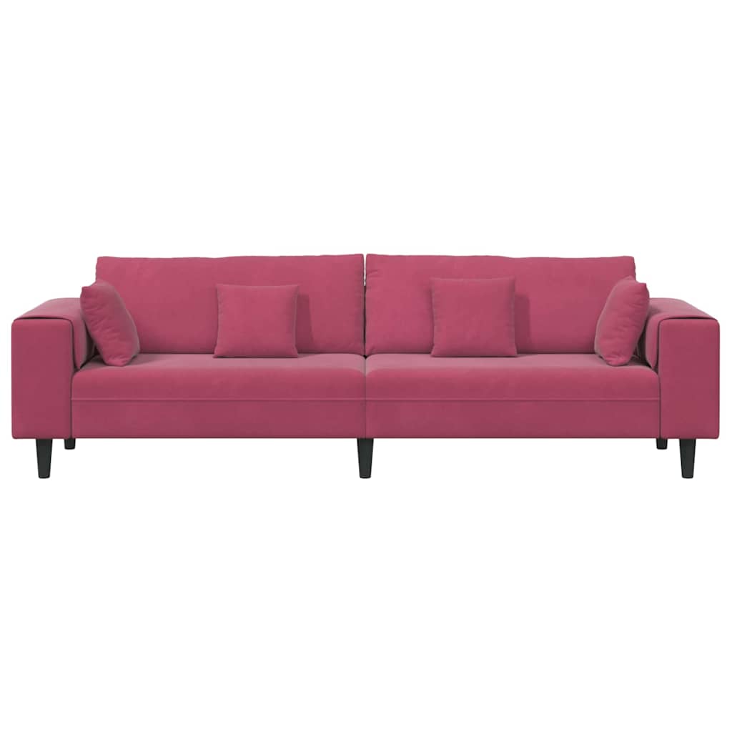 Velvet 4 Seater Sofa With Cushion - Vantage Home