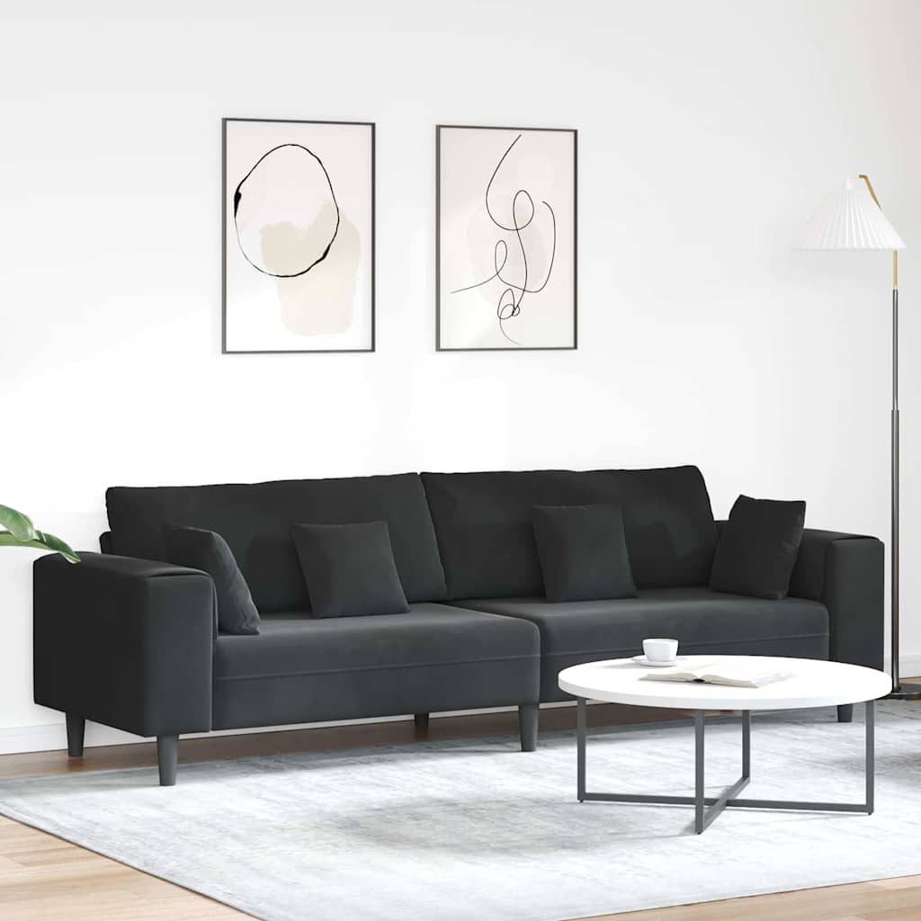 Velvet 4 Seater Sofa With Cushion - Vantage Home