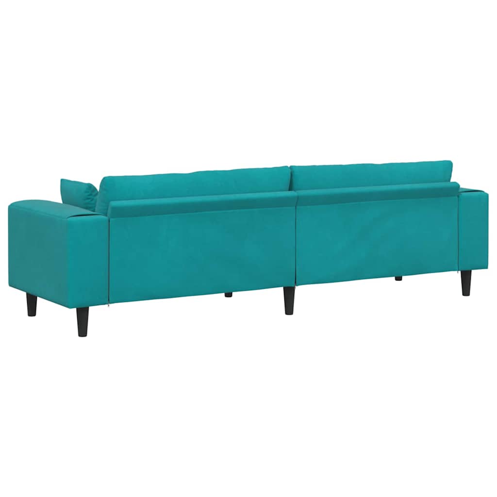 Velvet 4 Seater Sofa With Cushion - Vantage Home