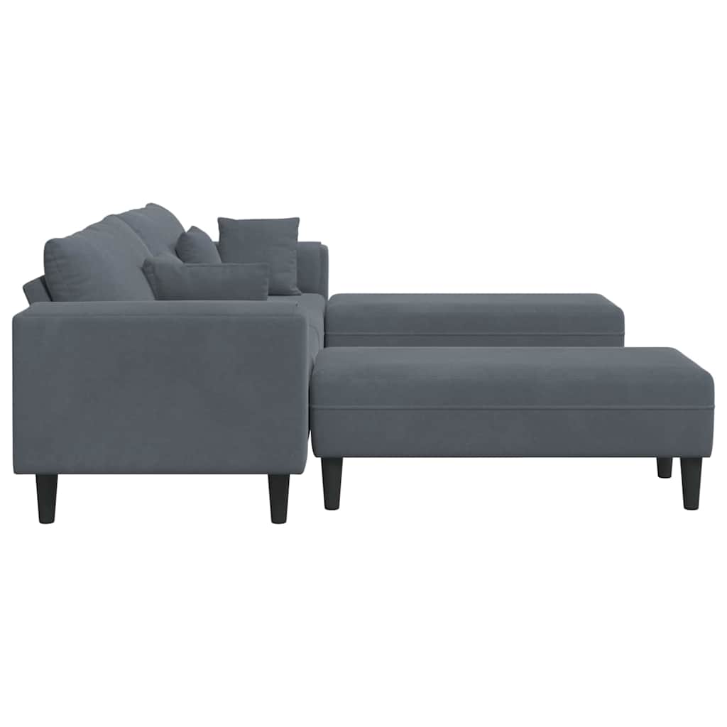Velvet 4 Seater Sofa With Ottoman And Cushion - Vantage Home