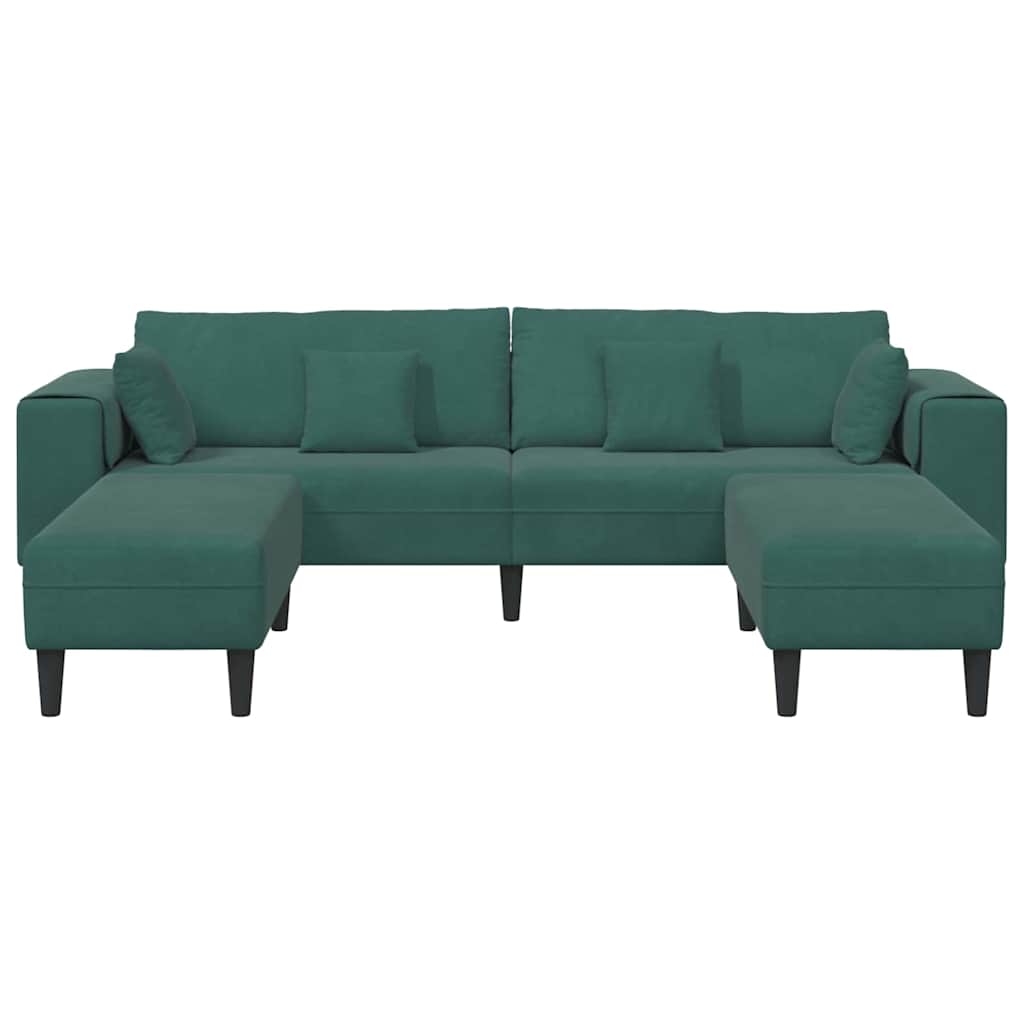 Velvet 4 Seater Sofa With Ottoman And Cushion - Vantage Home