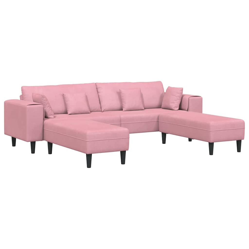 Velvet 4 Seater Sofa With Ottoman And Cushion - Vantage Home