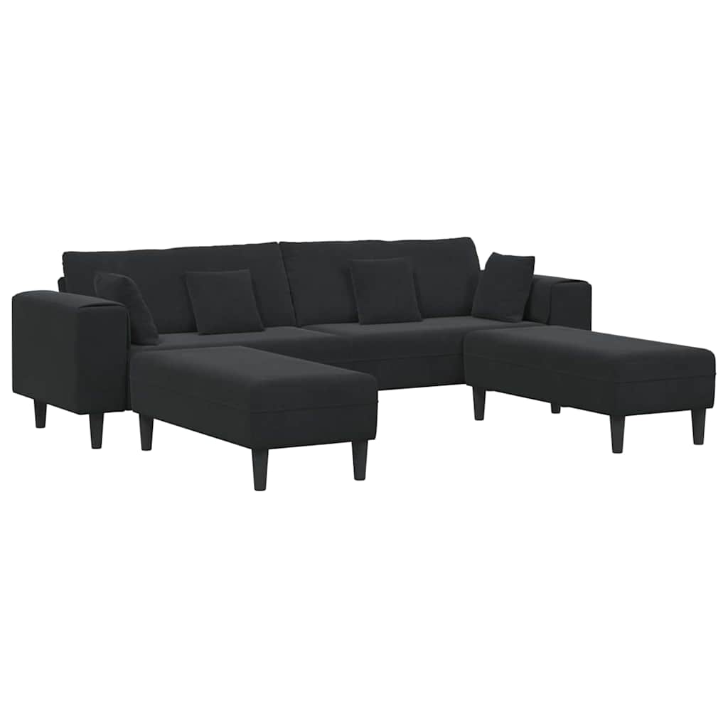 Velvet 4 Seater Sofa With Ottoman And Cushion - Vantage Home
