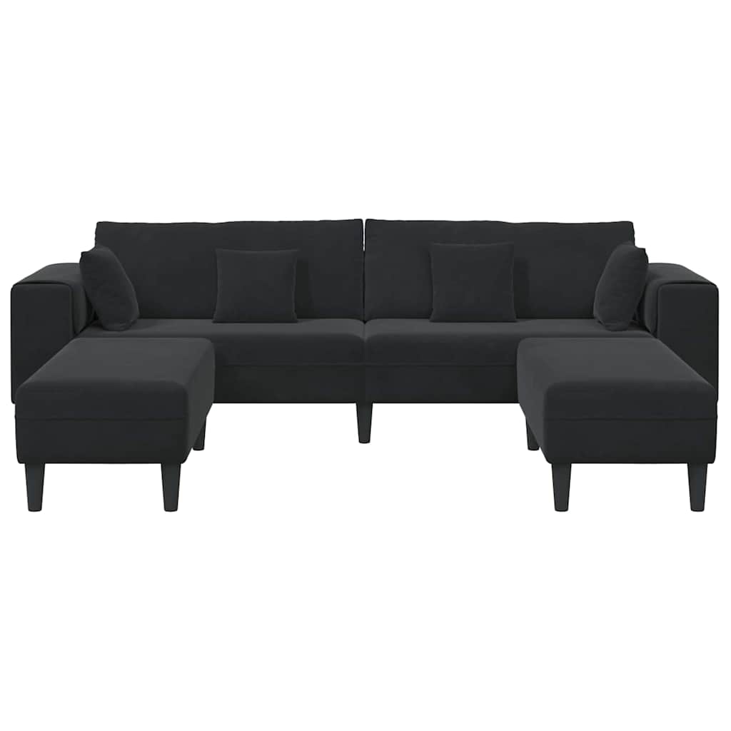 Velvet 4 Seater Sofa With Ottoman And Cushion - Vantage Home