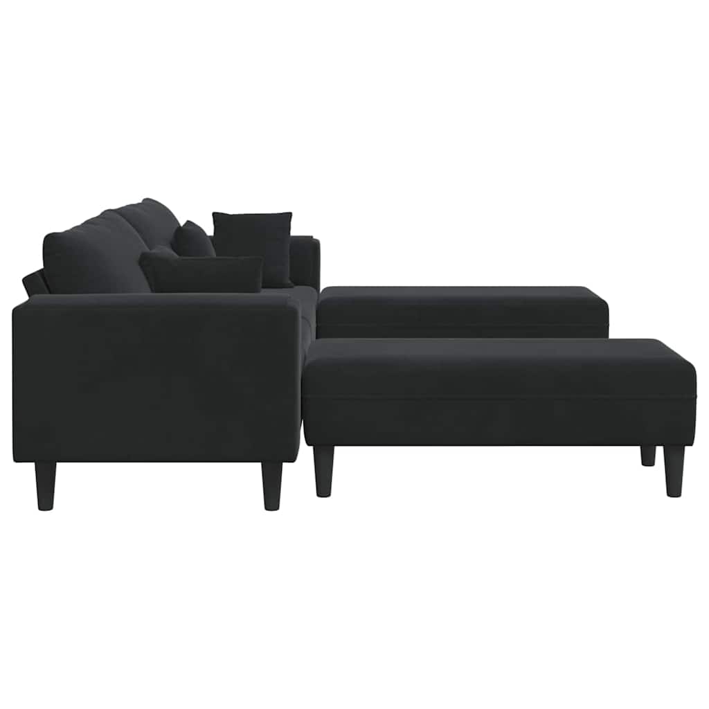 Velvet 4 Seater Sofa With Ottoman And Cushion - Vantage Home