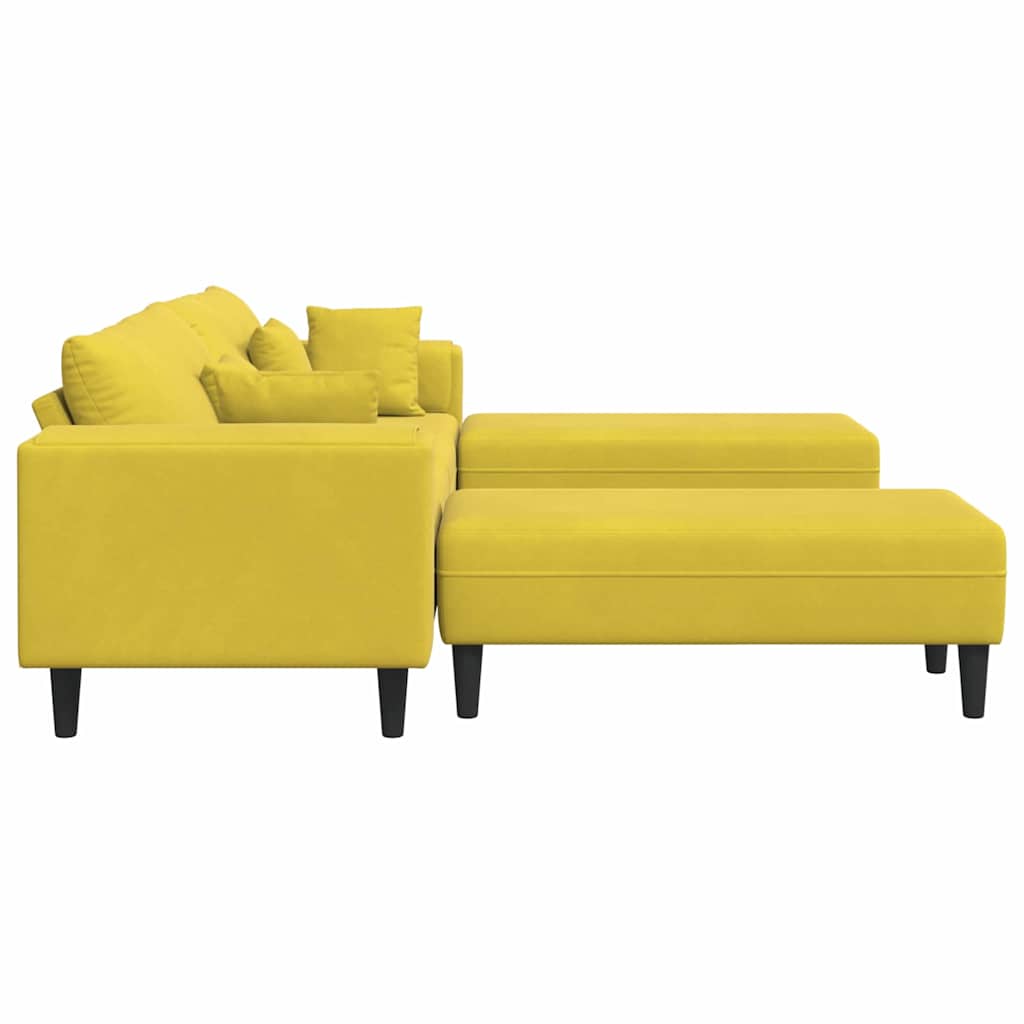 Velvet 4 Seater Sofa With Ottoman And Cushion - Vantage Home
