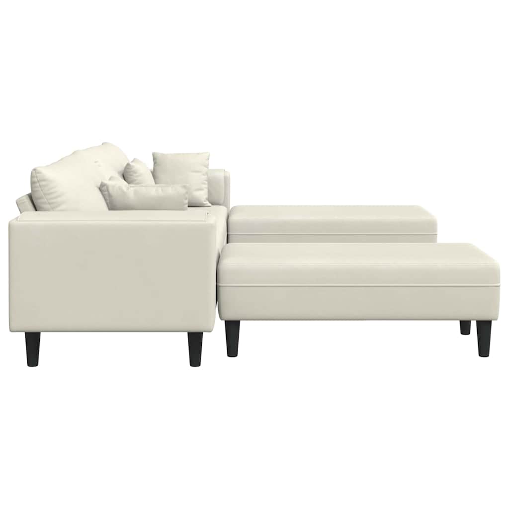 Velvet 4 Seater Sofa With Ottoman And Cushion - Vantage Home