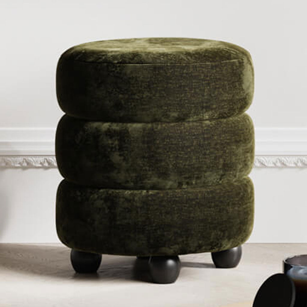 Velvet Pouffe Round - Emi