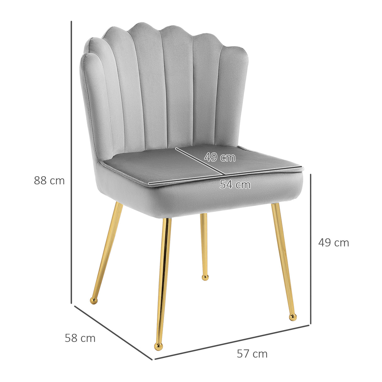 Velvet Accent Chair 57cm Wide With Metal Legs in Set Of 2 - Velmora