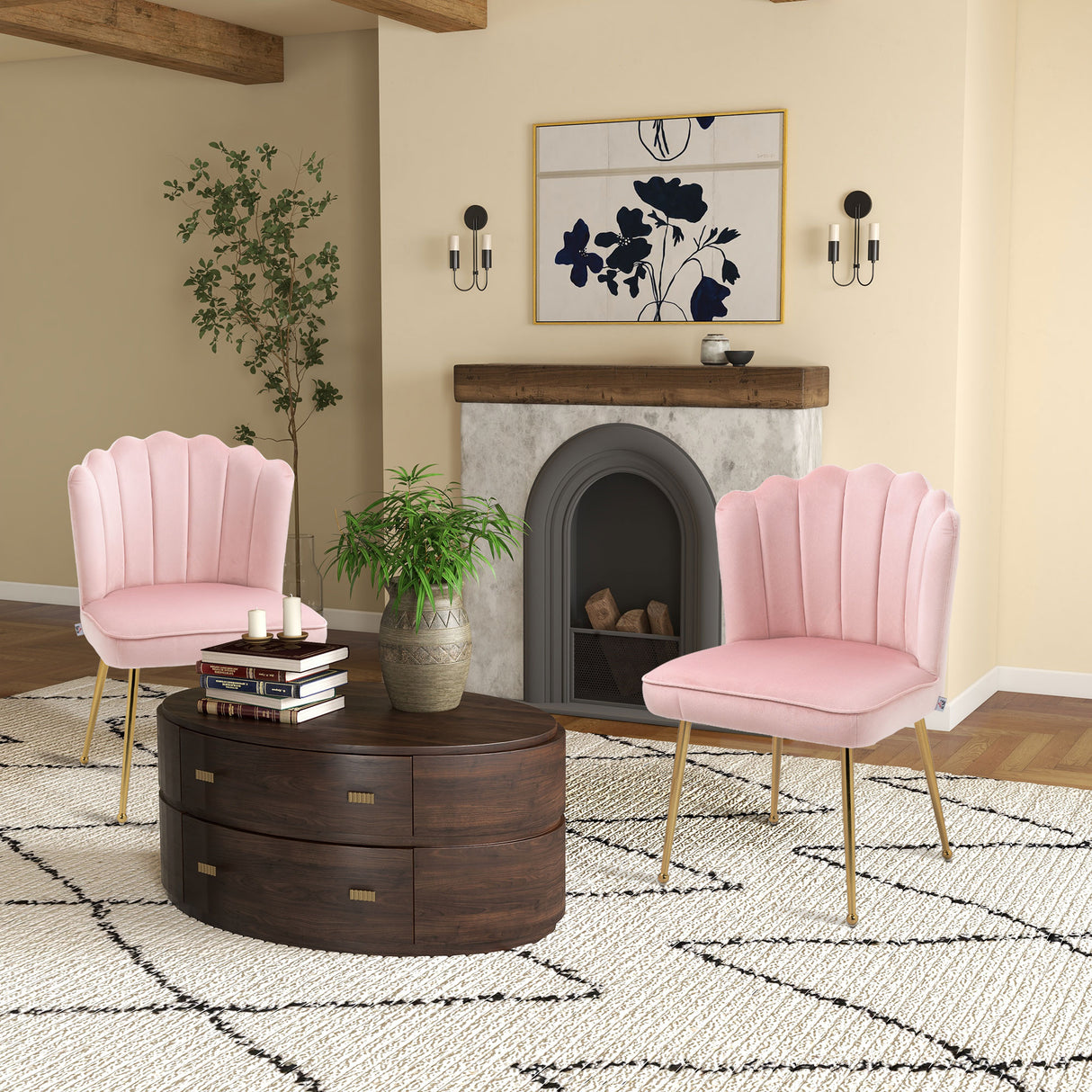 Velvet Accent Chair 57cm Wide With Metal Legs in Set Of 2 - Velmora
