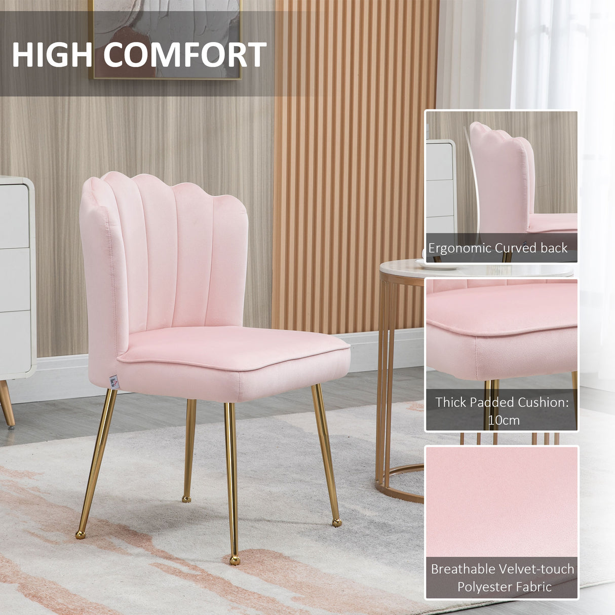 Velvet Accent Chair 57cm Wide With Metal Legs in Set Of 2 - Velmora