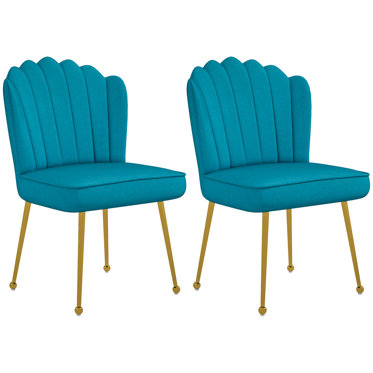 Velvet Accent Chair 57cm Wide With Metal Legs in Set Of 2 - Velmora