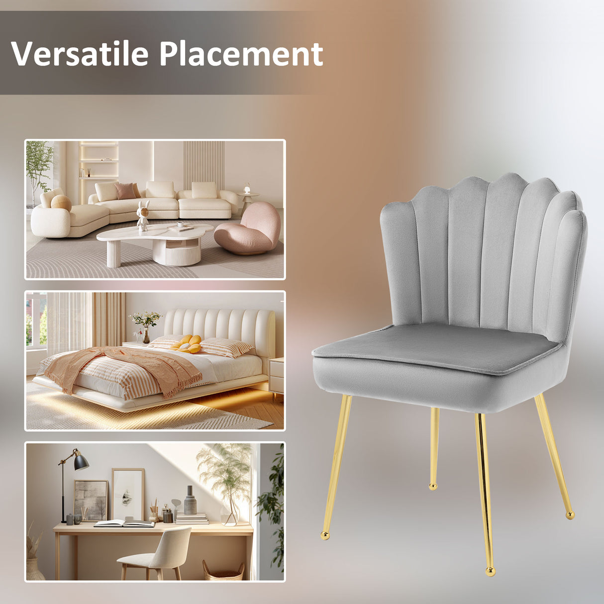 Velvet Accent Chair 57cm Wide With Metal Legs - Velmora