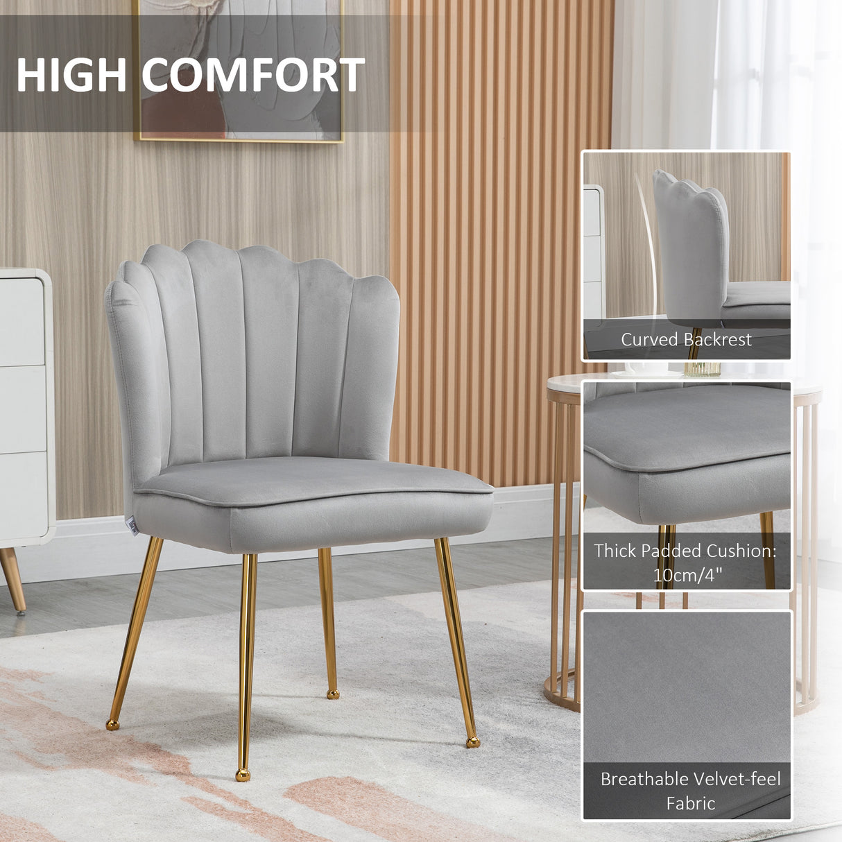 Velvet Accent Chair 57cm Wide With Metal Legs - Velmora