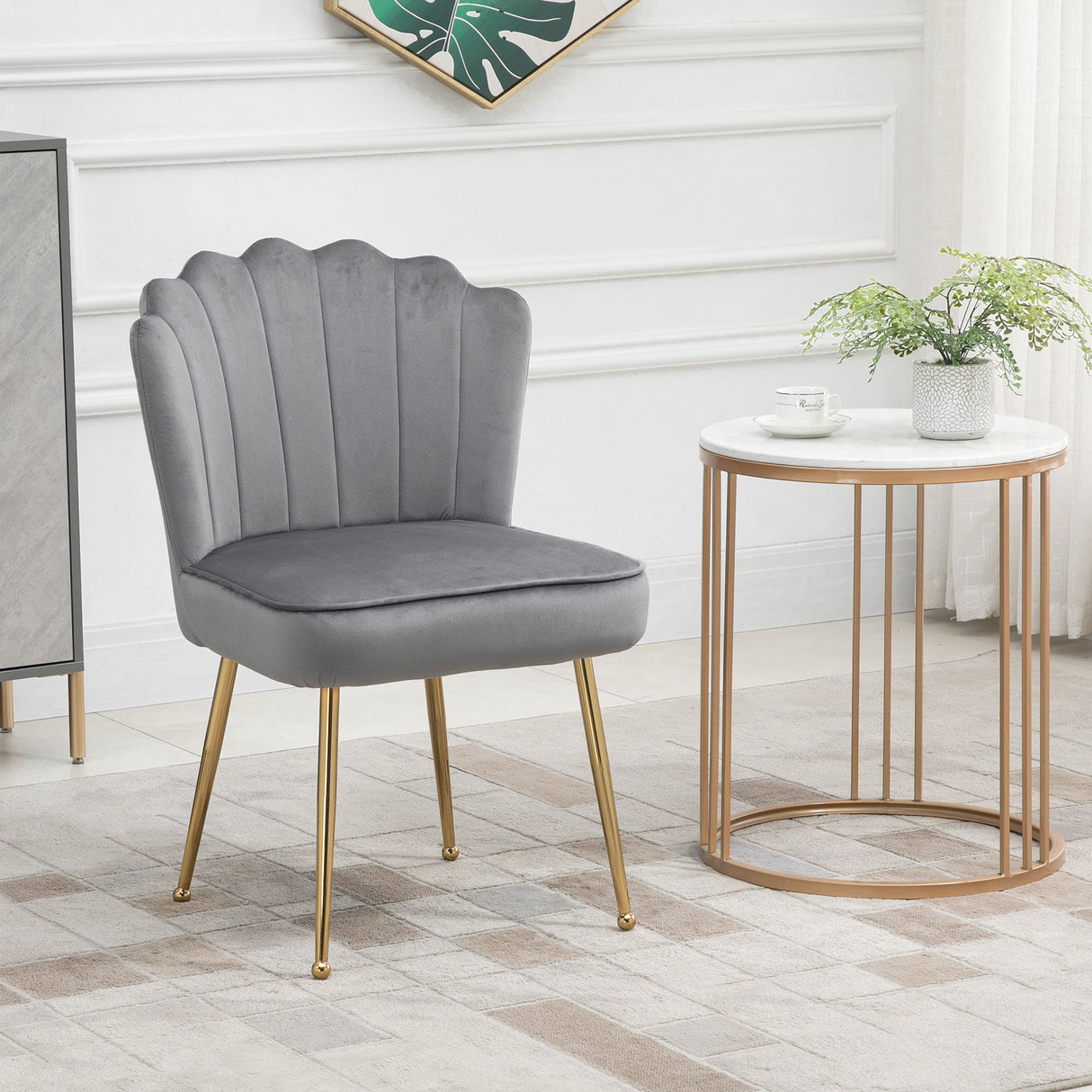 Velvet Accent Chair 57cm Wide With Metal Legs - Velmora