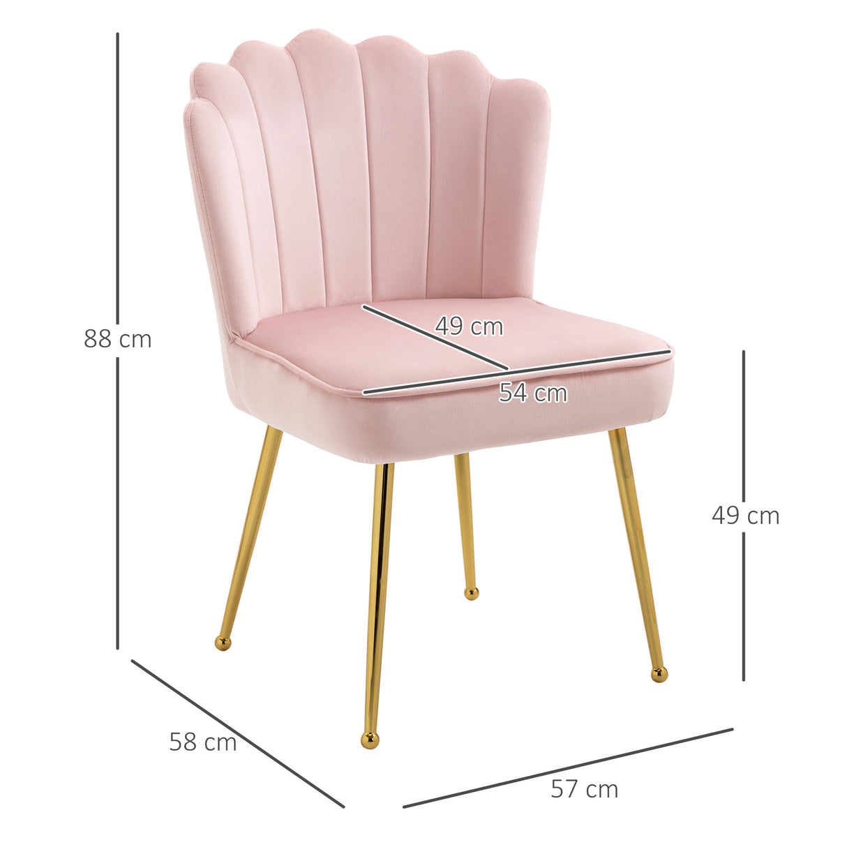 Velvet Accent Chair 57cm Wide With Metal Legs - Velmora