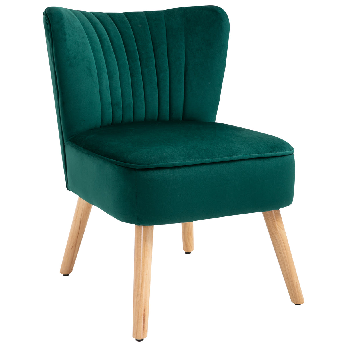 Velvet Accent Chair 57cm Wide With Wooden Legs - Velmora